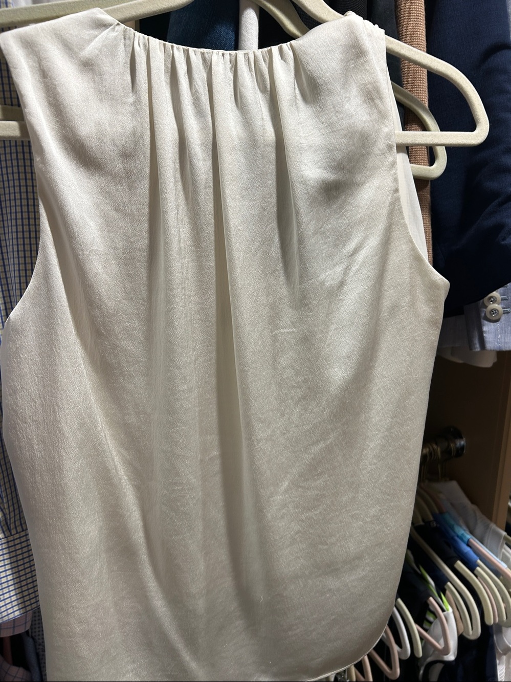 Veronica Beard Ivory Silk-Blend Sleeveless Wrap Top with Covered Buttons - Picture 3 of 3